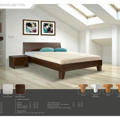 Beuken Basic ledikant wenge met hoofdbord 501.KT en poot 03