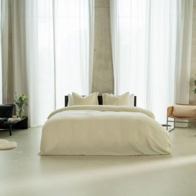 KAYORI INE CHAMPAGNE 140X200/220CM LINNEN/KATOEN BLEND