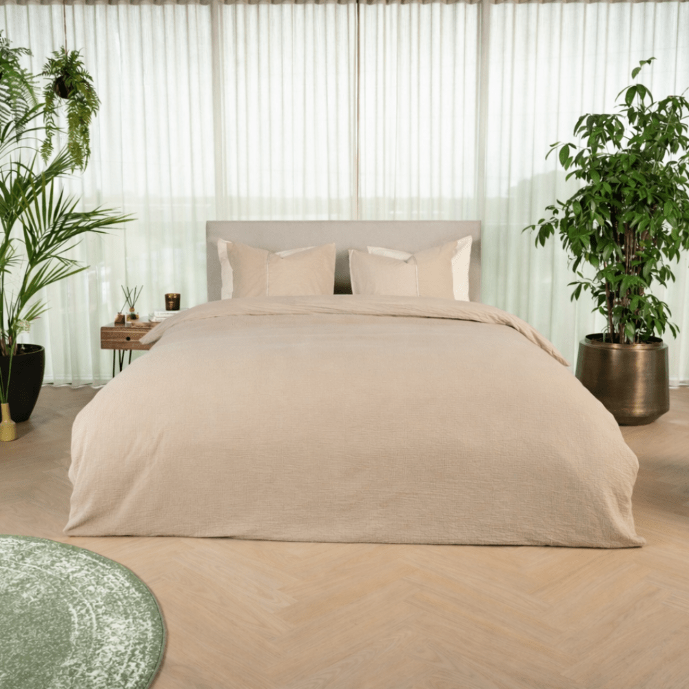 naamloos-37 Kayori Gosen zand 240x200/220cm katoenperkal - Afbeelding 1