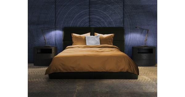 YELLOW PERCALE COGNAC BROWN 240X200/220CM 100% KATOEN PERKAL